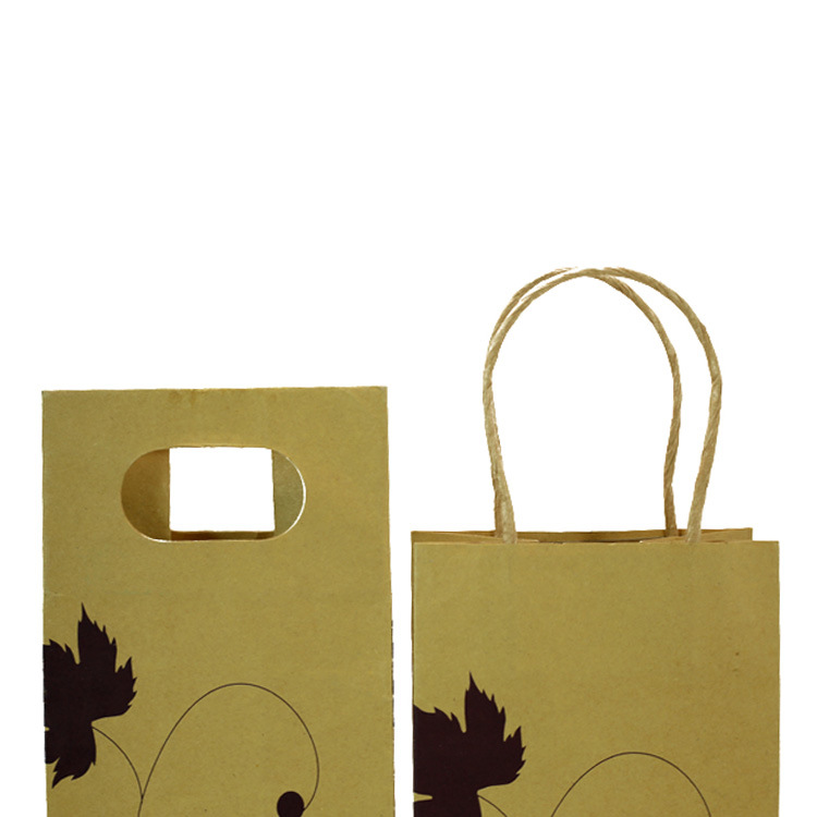 Simple Bottle Custom Logo Çap Brown Kraft Paper Wine Bag