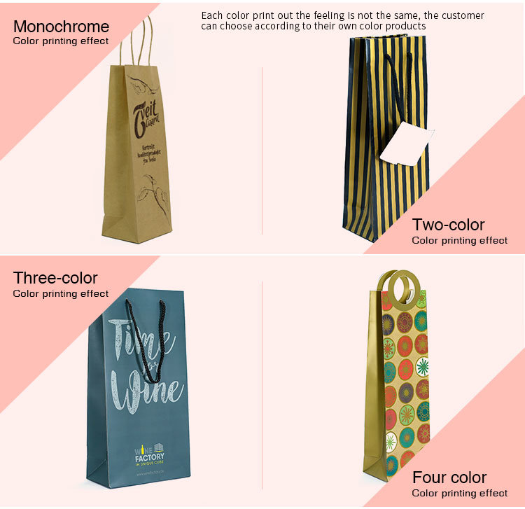 Hot Selling High Quality Customized Logo Printed Paper Wine Bags