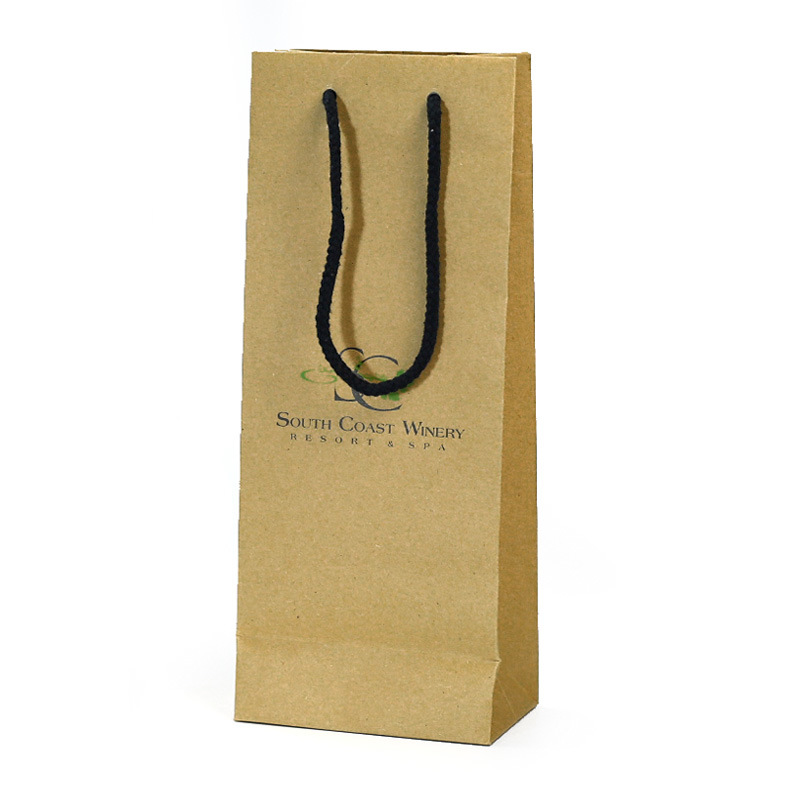 China Factory Cheap Custom Print Bottle Gift Bag Kraft Paper Wine Bottle Packing Bag