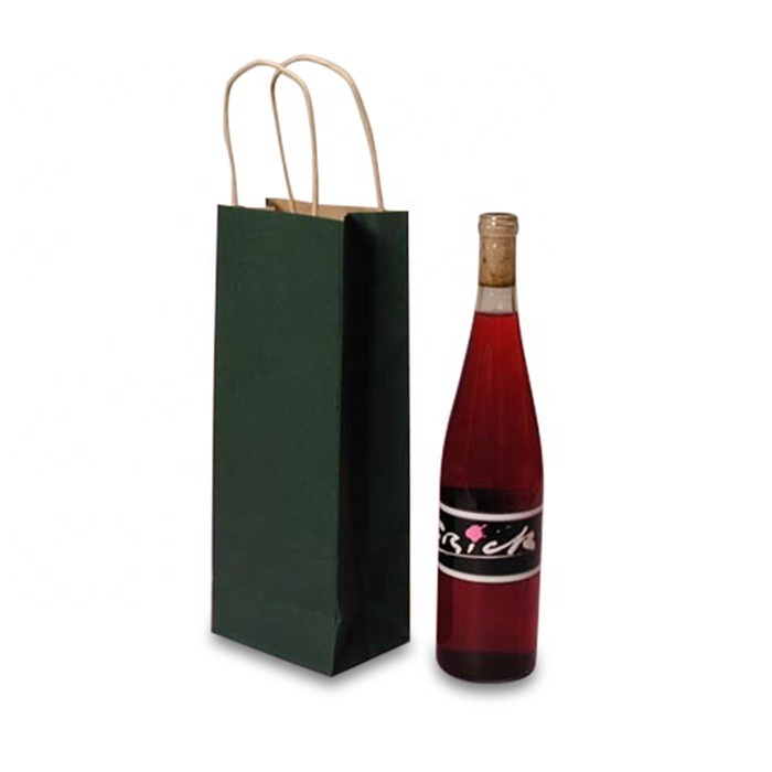 Tilpasset miljøvenlig luksusvin enkelt flaske Kraft papirpose