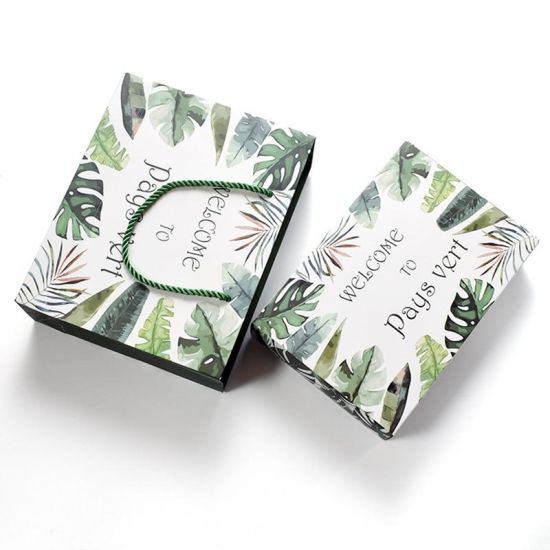 Green Leaf Gift Box Gift Bag Packaging Paper Box Packaging for Sweets Cookie Chocolate Boxes
