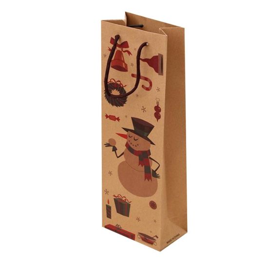 Chrëschtdag Wäin Fläsch Cadeau Kraft Pabeier Bag Verpakung Dekoratioun fir Home New Joer Kaddoen