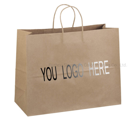 Print You Own Logo Kraft Paper Shopping Bags