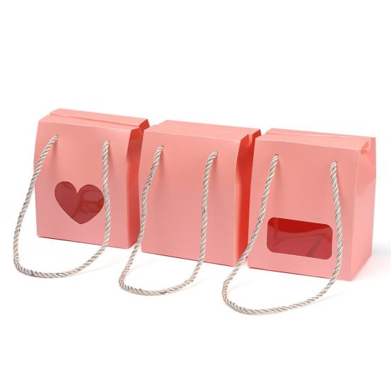 Bossa de paper kraft Caixes de magdalenes Caixes d'embalatge de casament rosa Caixa de regal lila amb mànec Caixa de paquets de fruits secs Kraft