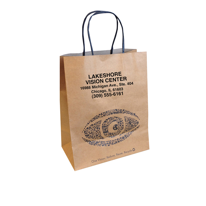 Eco-Friendly Ink Printed Kraft Shopping Bags for Boutique