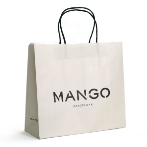 Diseño popular para la bolsa de papel con eslogan de arte blanco de la bolsa de envío de lujo de la fábrica de China