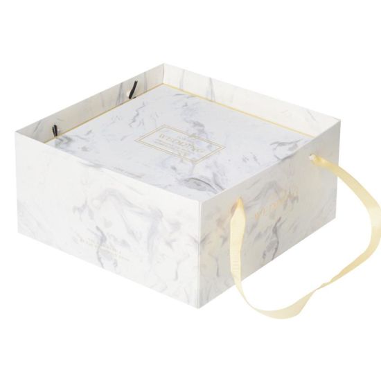 Caja de regalo cuadrada de mármol para dama de honor, caja de regalo para bodas, dulces, despedidas de soltera y despedidas de soltera, bolsa de papel