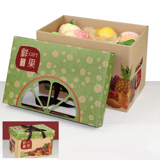 Caja de mango de embalaje de fruta de cartón corrugado de cubierta rígida