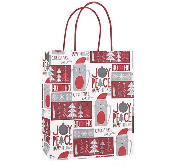聖誕禮物牛皮紙袋創意燙金可愛卡通聖誕包裝手提袋