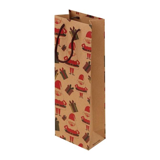 Christmas Wine Bottle Gift Kraft Paper Bag Packaging Mekhabiso bakeng sa Limpho tsa Lehae la Selemo se Secha