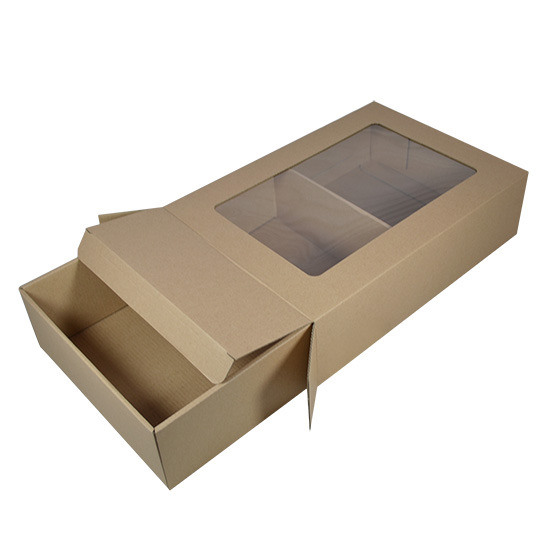 頂級定制可回收折疊紙盒棕色牛皮紙盒帶窗