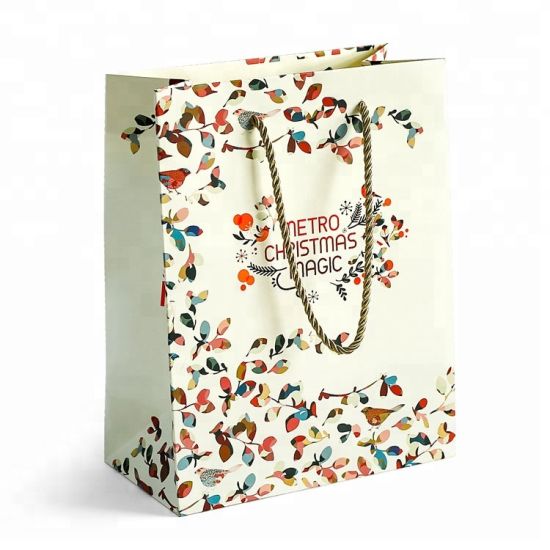 Beg Beli-belah Hadiah Kertas Seni Cetakan Warna Tersuai Boleh Dikitar Semula untuk Butik