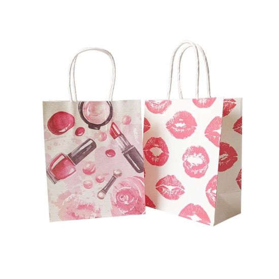 化妝品圖案印刷紙袋帶提手禮品袋派對禮品婚禮包裝收納袋