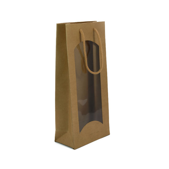 Customized Color Coated Brown Kraft Paper Bags with Window