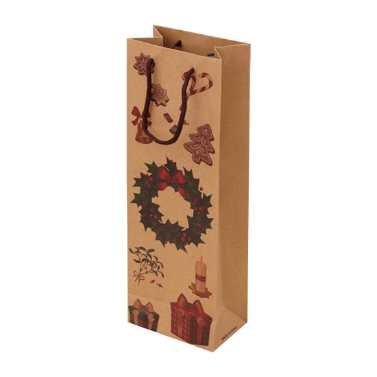 可重複使用的禮物聖誕包裝牛皮紙酒瓶禮品袋紙袋