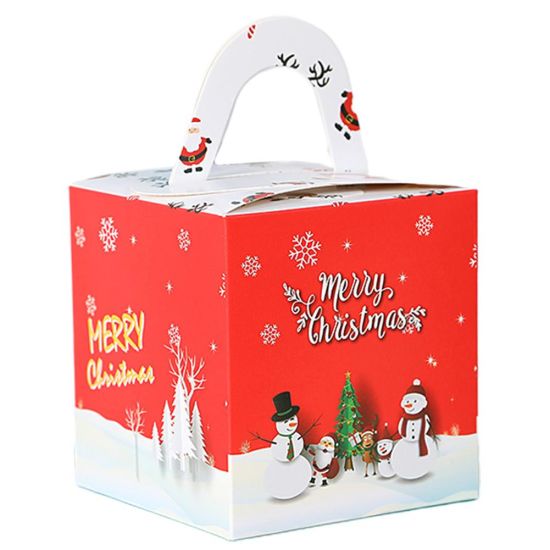 聖誕禮品盒紙質禮品收納盒派對提手蘋果糖果袋包裝袋聖誕盒餅乾