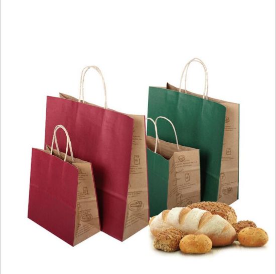 Vente en gros de sacs en papier kraft Sac en papier de cuisson Sacs d'emballage Sacs à emporter Sac en papier portable en papier kraft
